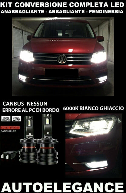 VW CADDY 2K KIT LOW BEAM HIGH BEAM FOG LIGHTS LED 16000LM CAMBUS 0032