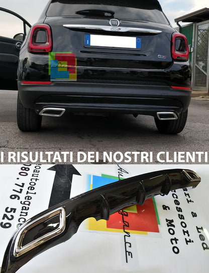 FIAT 500X DIFFUSORE SOTTO PARAURTI CON TERMINALI CROMATI ABS OVALI