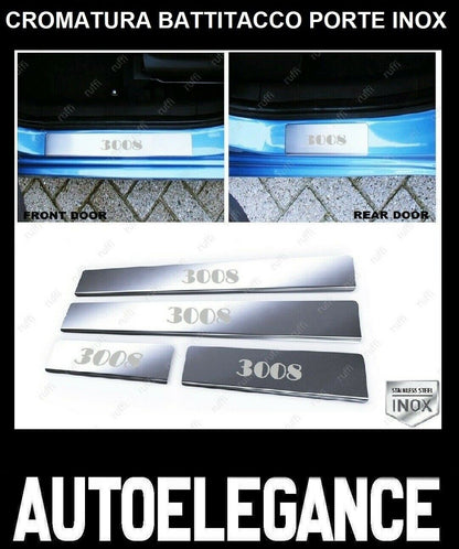 CROMATURA BATTITACCO PORTE PEUGEOT 3008 MK1 2009-2016 ACCIAIO INOX ADESIVO 0032 AUTOELEGANCERICAMBI