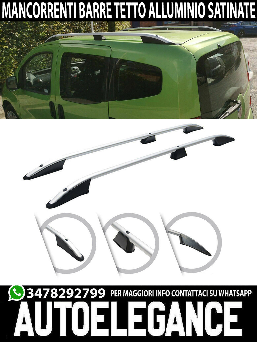 RAILS FIAT FIORINO 2008+ ROOF BARS AESTHETIC ALUMINUM SILVER