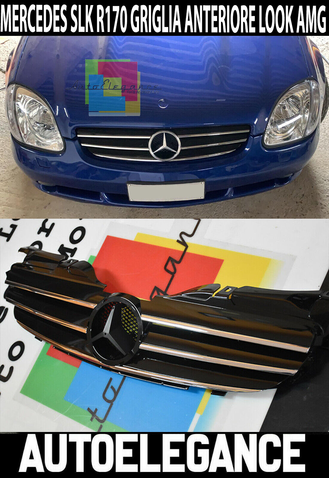 MERCEDES SLK R170 1996-2004 GRIGLIA ANTERIORE DESIGN AMG MASCHERINA .-