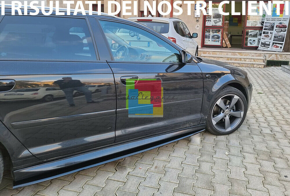 FLAPS UNDER SIDE SKIRTS AUDI A3 8P SPORTBACK ABS GLOSSY BLACK BLADES