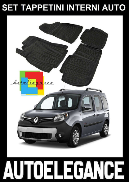 SET OF CUSTOM RUBBER CAR INTERIOR MATS FOR RENAULT KANGOO 2008+ -AT-