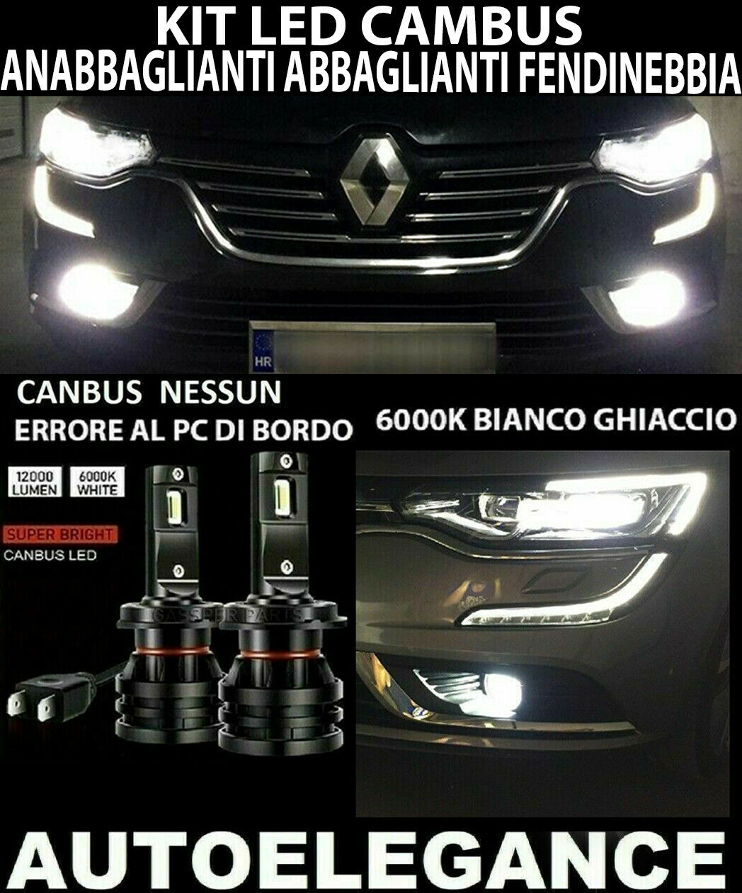 RENAULT TALISMAN LOW BEAM HEADLIGHTS HIGH BEAM FOG LIGHTS LED 16,000LM 0032