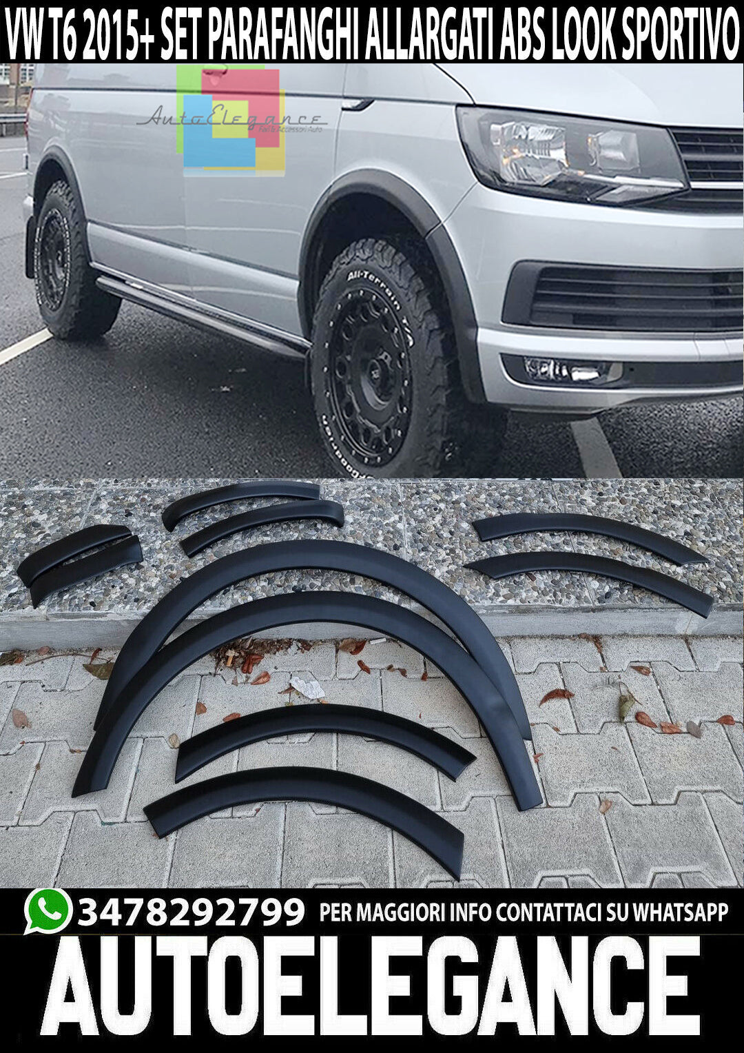VW T6 VI TRANSPORTER CARAVELLE SPOILER SPORTS FENDERS IN ABS