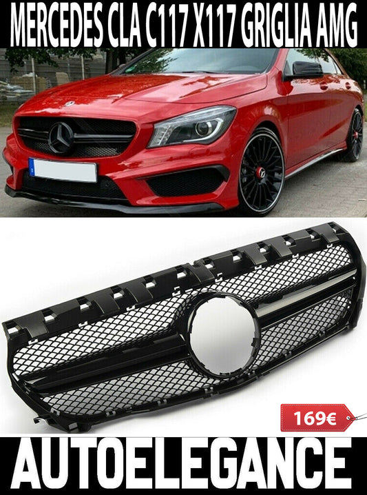 MERCEDES CLA W117 DAL 2013+ GRIGLIA ANTERIORE AMG PROFILO NERO NIDO D'APE