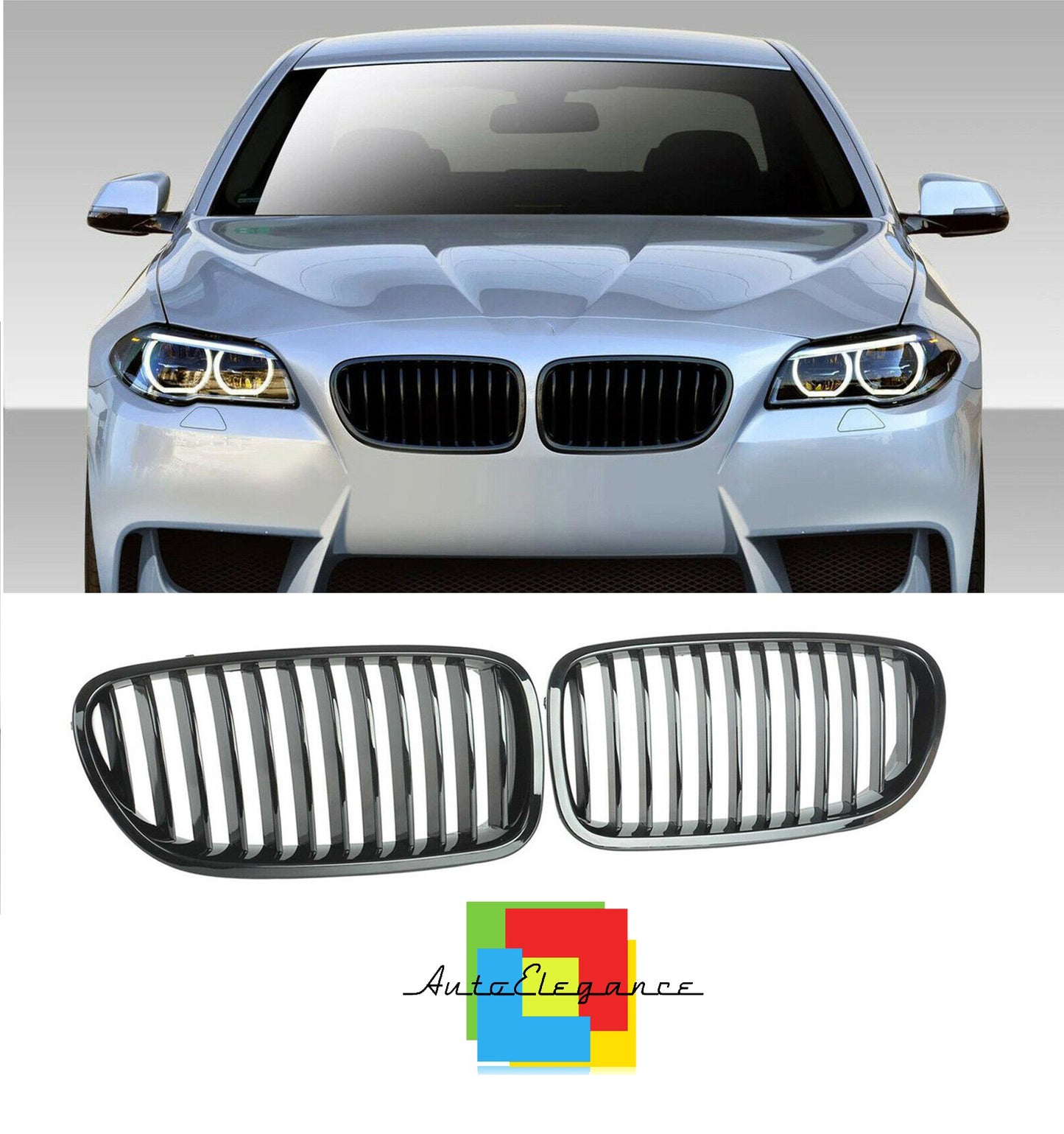 5 SERIES F10 F11 M LOOK GLOSSY BLACK SINGLE KIDNEY MUSTACHE GRILLE NEWS