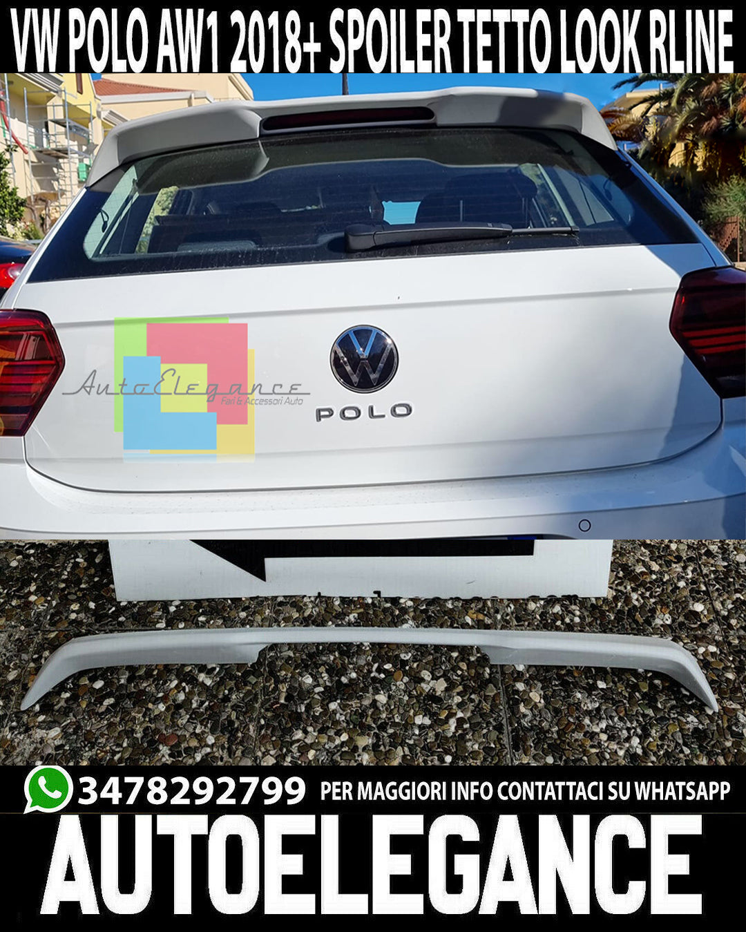 REAR ROOF SPOILER VW POLO AW1 2017+ ABS / PLASTIC RLINE WING