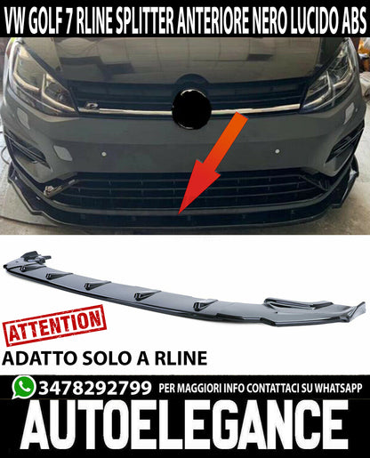 VW GOLF 7.5 RLINE 2016-2019 ABS FRONT BUMPER SPLITTER GLOSS BLACK