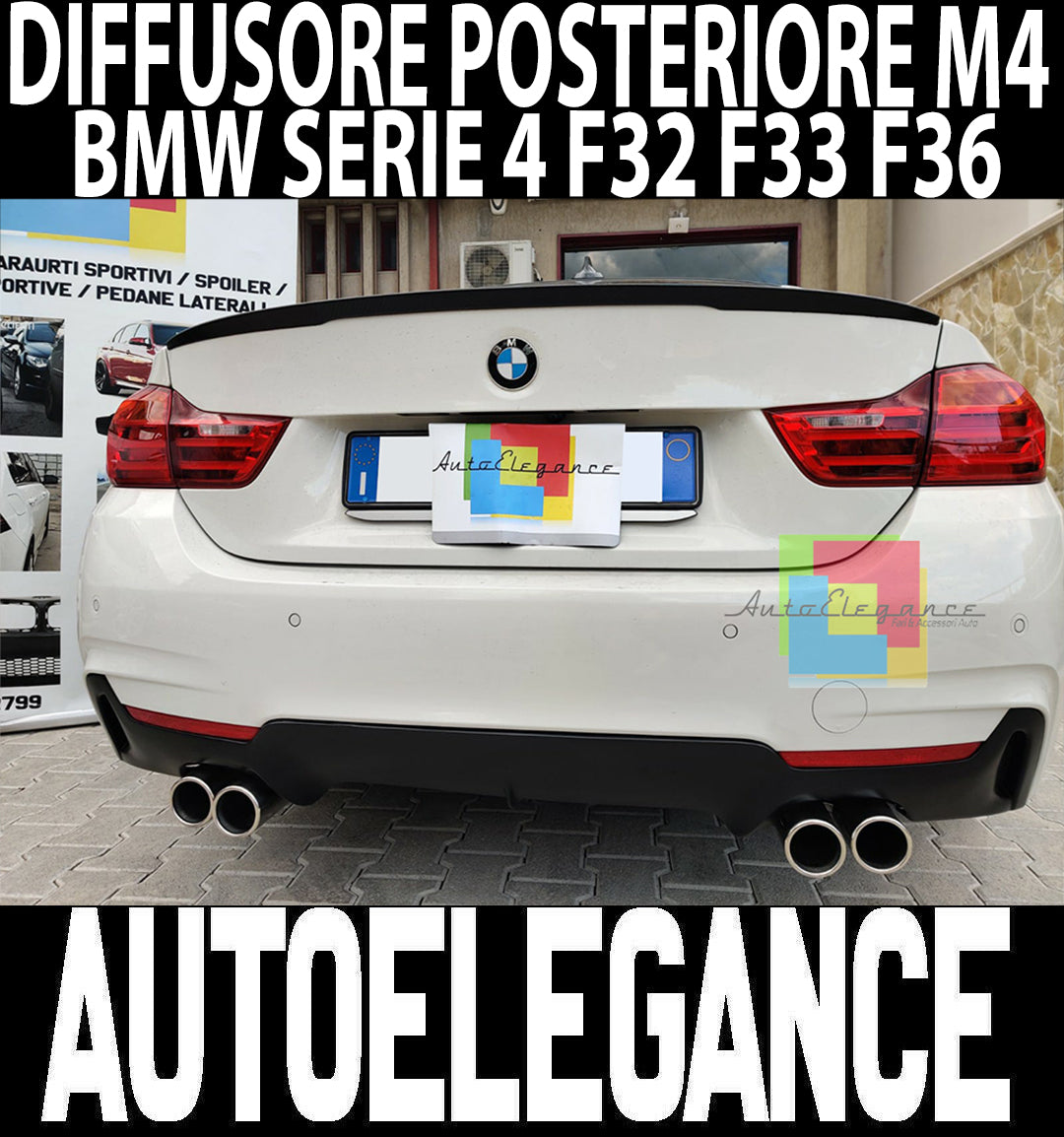 DIFFUSORE LOOK M4 PER BMW SERIE 4 F32 F33 F36 SOTTO PARAURTI POSTERE TUNING SPORT