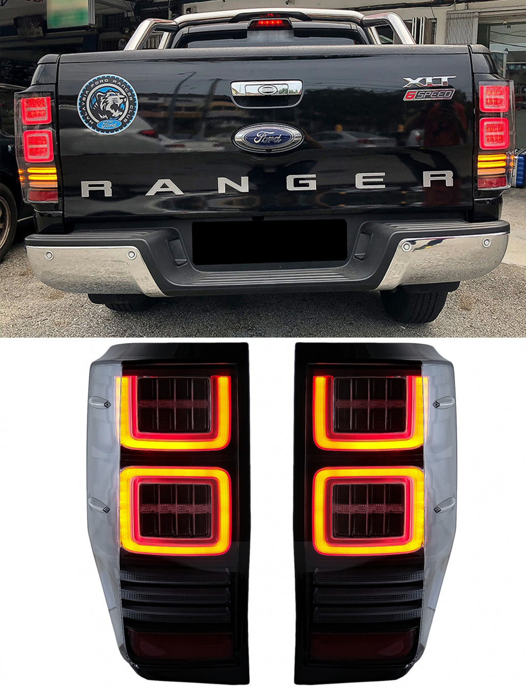 FORD RANGER 2012-2018 FULL LED REAR LIGHTS DYNAMIC INDICATOR