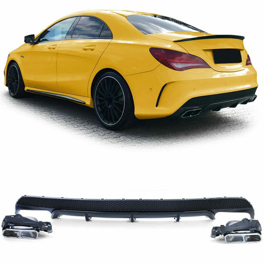 MERCEDES CLA W117 2013-2018 REAR DIFFUSER UNDER BUMPER + AMG TIPPERS.