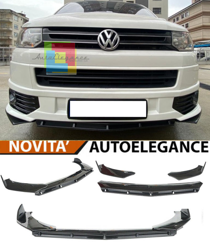 VW TRANSPARTER T5 ABS FRONT BUMPER BLADE RS LOOK BLACK SPLITTER