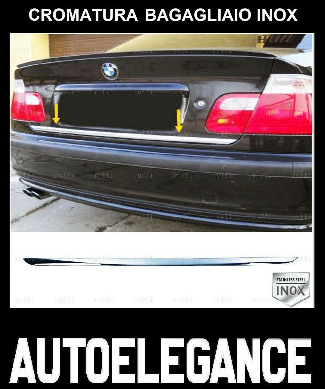 CROMATURA BAGAGLIAIO BMW 3ER E46 HB-SALOON 1998-2007 ACCIAIO INOX ADESIVO 0032 AUTOELEGANCERICAMBI