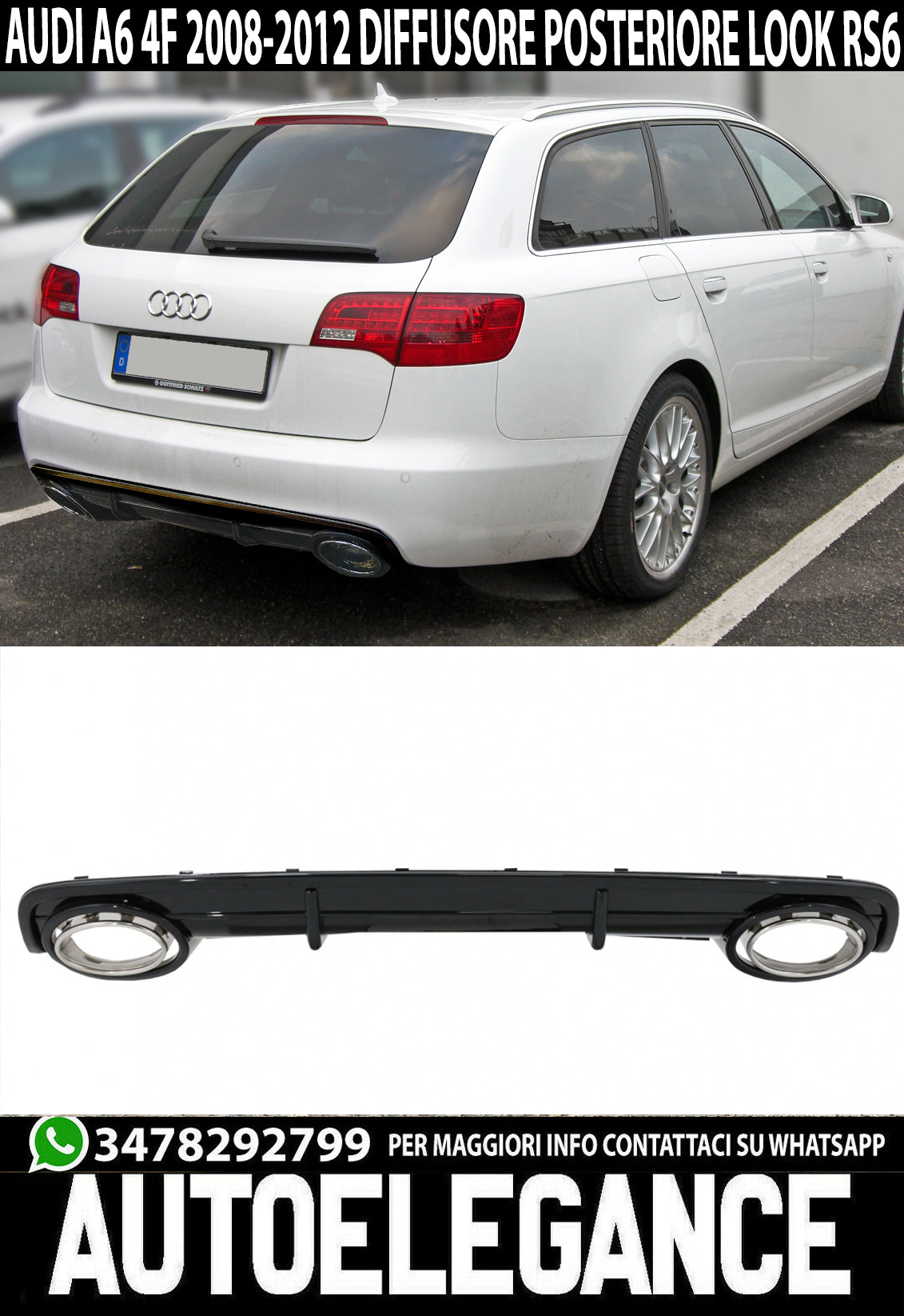 REAR DIFFUSER AUDI A6 4F 08-11 LIFT AVANT SEDAN UNDER BUMPER RS6 ABS