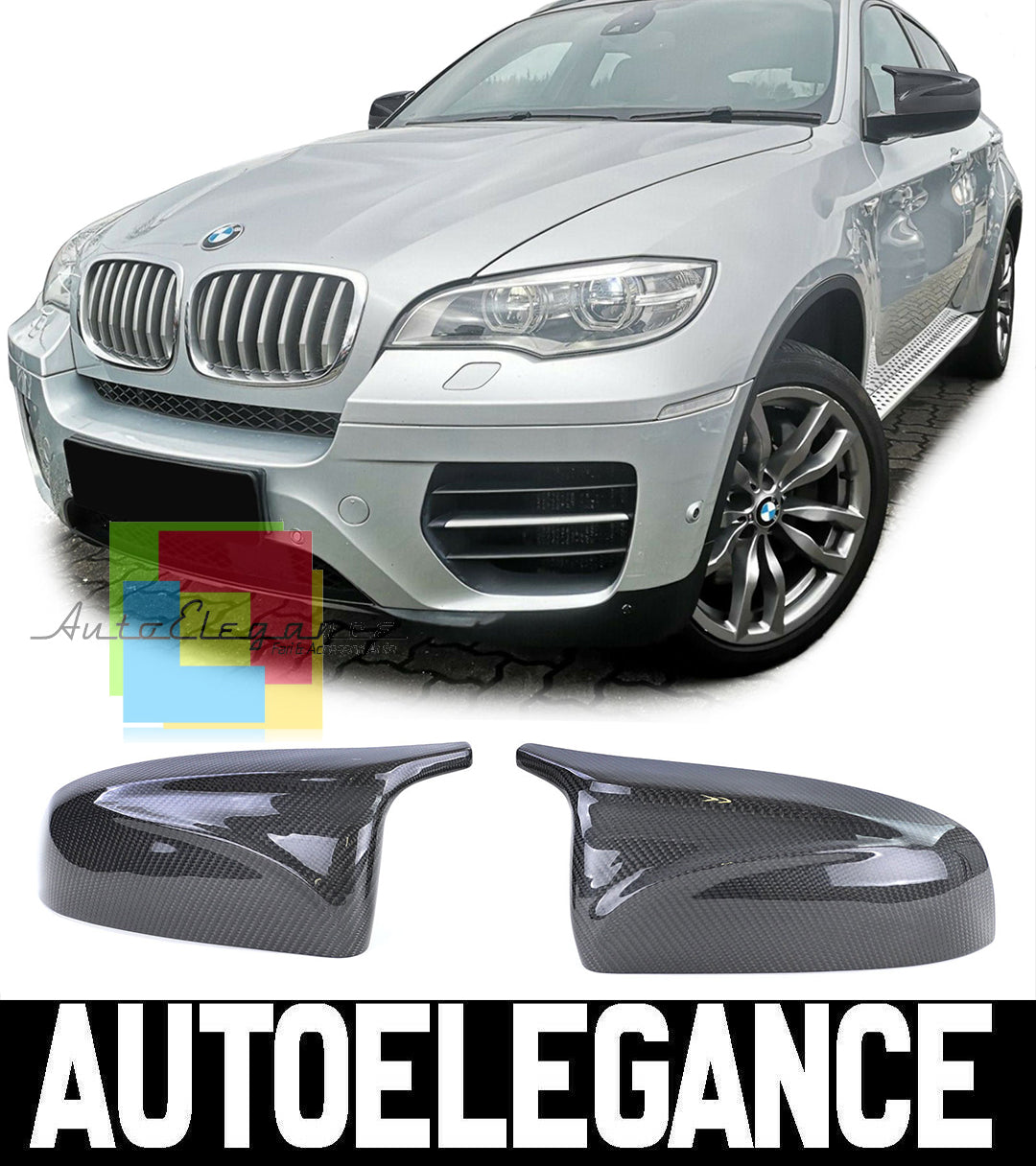BMW X5 E70 X6 E71 SPECCHI SOSTITUTIVI CALOTTE SPECCHIETTI CARBONIO LOOK M AUTOELEGANCERICAMBI