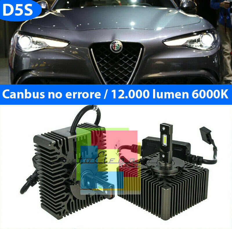 ALFA ROMEO GIULIA COPPIA LAMPADE LED D5S 6000K 12.000LUMEN BIXENON AUTOELEGANCERICAMBI