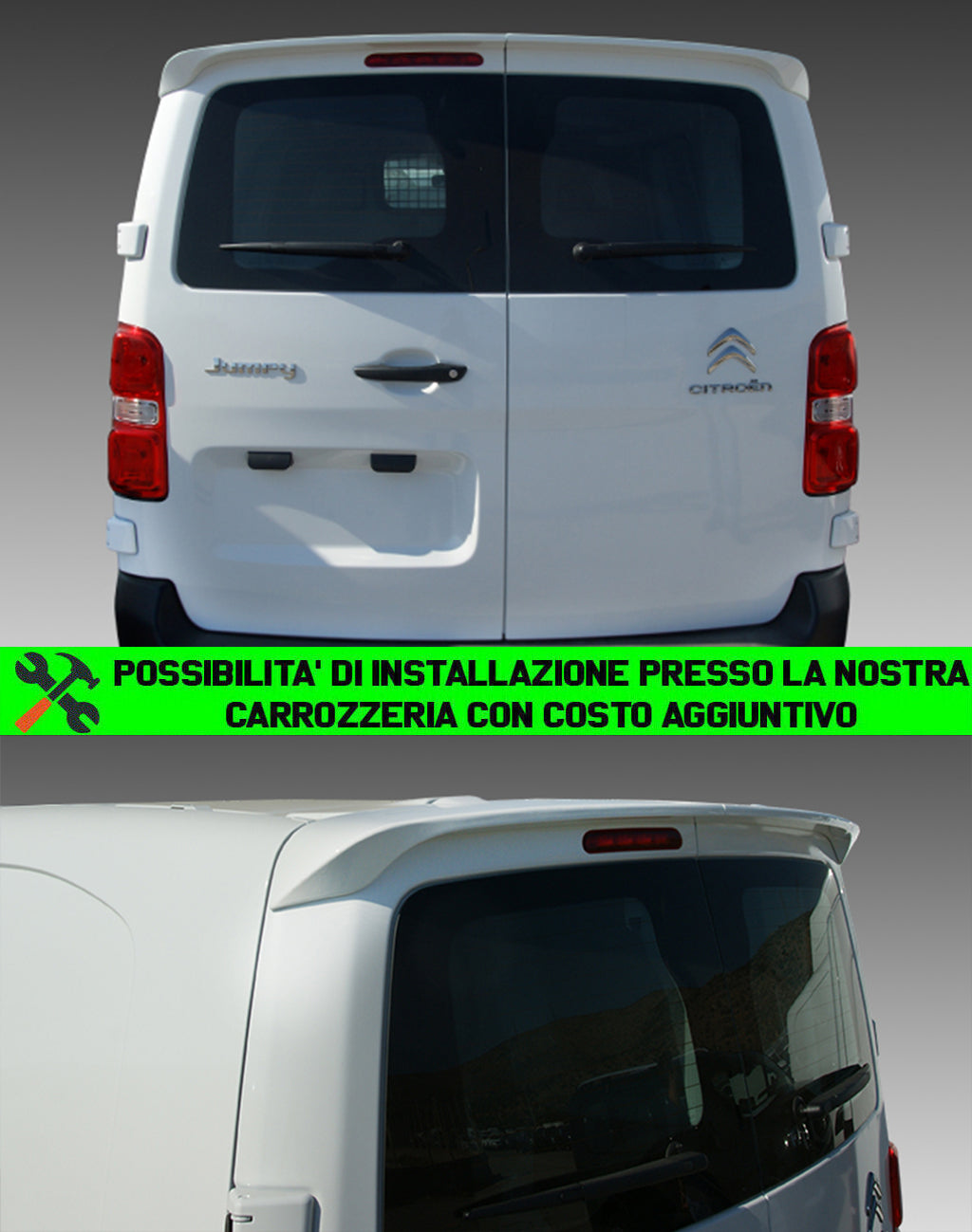 CITROEN JUMPY III 2016+ 2 PORTE SPOILER POSTERIORE SUL TETTO IN ABS AUTOELEGANCERICAMBI