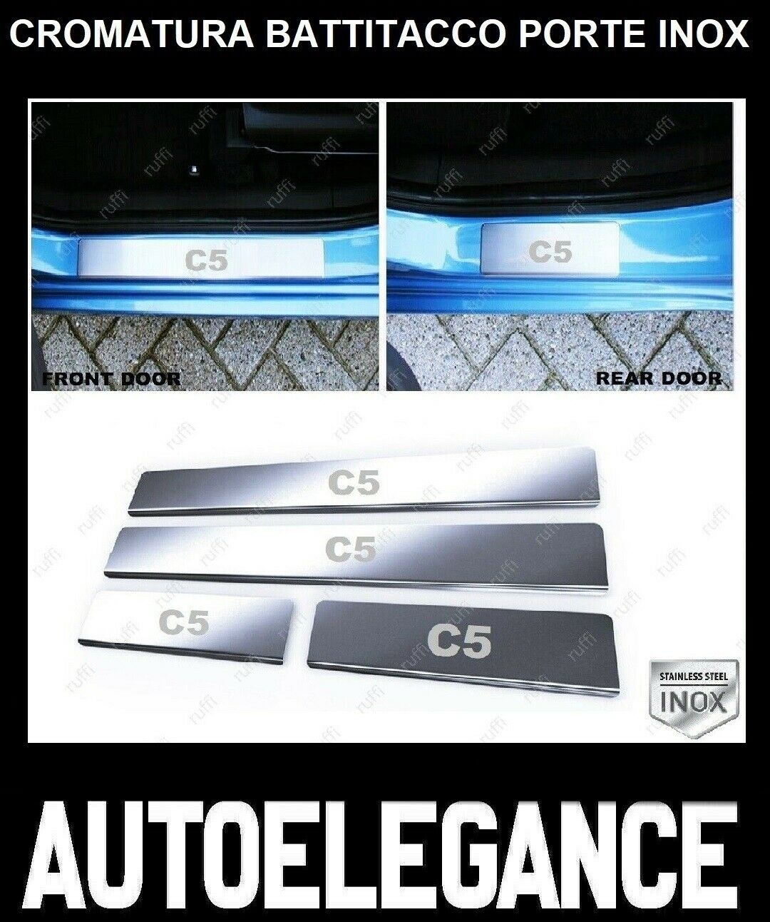 CROMATURA BATTITACCO 4 PORTE CITROEN C5 MK3 2008+ ACCIAIO INOX ADESIVO 0032 AUTOELEGANCERICAMBI