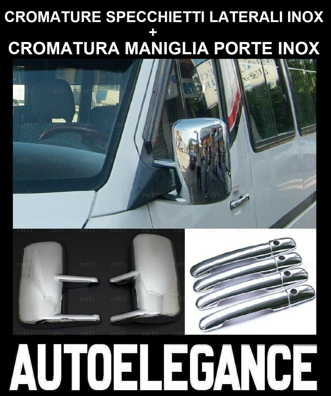 CROMATURA SPECCHIETTI + MANIGLIE MERCEDES SPRINTER W901 INOX ADESIVO 0032 AUTOELEGANCERICAMBI