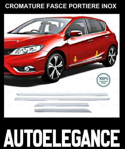 CROMATURA FASCE LATERALI PORTIERE NISSAN PULSAR C13 ACCIAIO INOX ADESIVO 0032 AUTOELEGANCERICAMBI