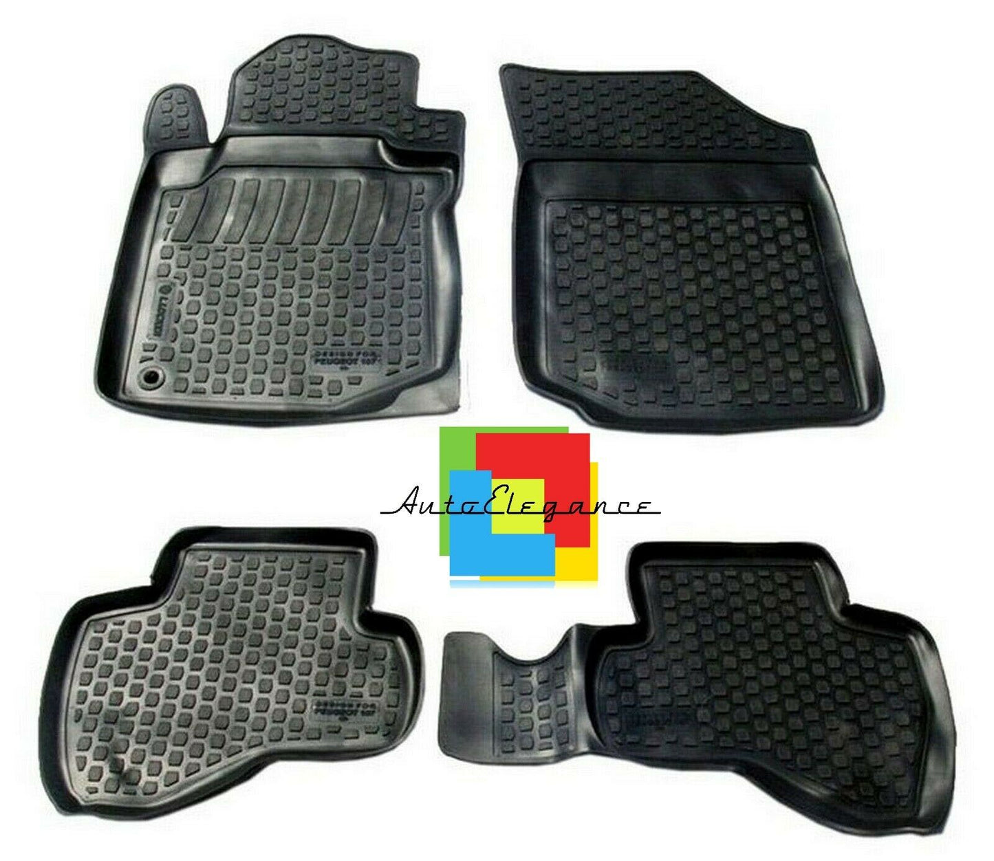SET OF CUSTOM RUBBER CAR INTERIOR MATS TOYOTA AYGO 2005-2014 -AT-