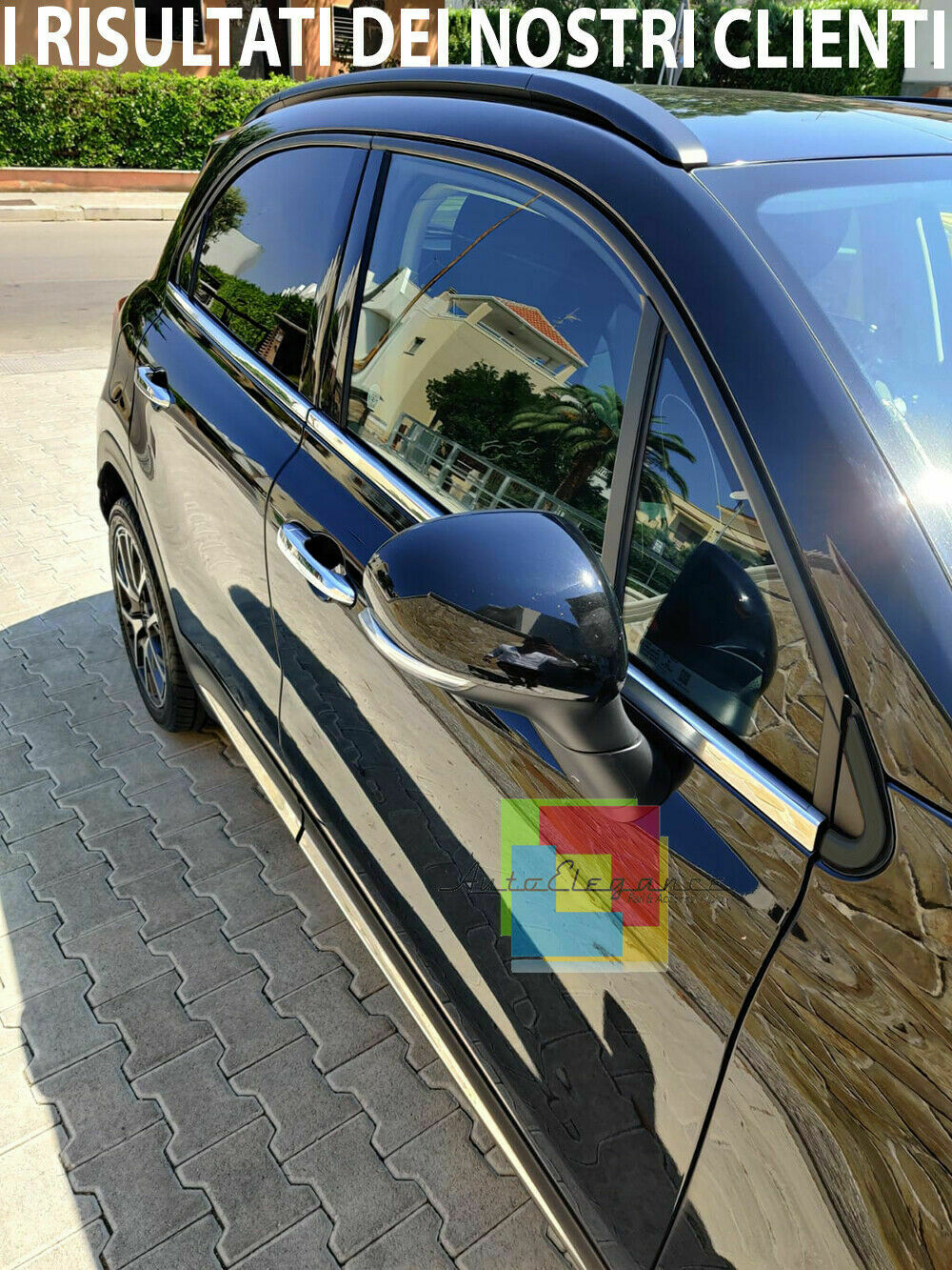 CORNICE FINESTRINI CROMATA FIAT 500X 2014+ MODANATURE ADESIVE ACCIAIO INOX 0032 AUTOELEGANCERICAMBI