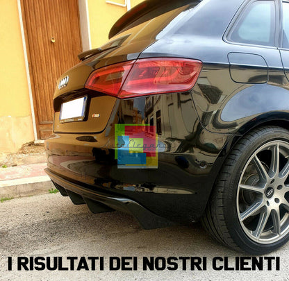 0177 SOTTO PARAURTI AUDI A3 8V SPORTBACK 2012-2015 DIFFUSORE RS3 ABS NERO LUCIDO AUTOELEGANCERICAMBI