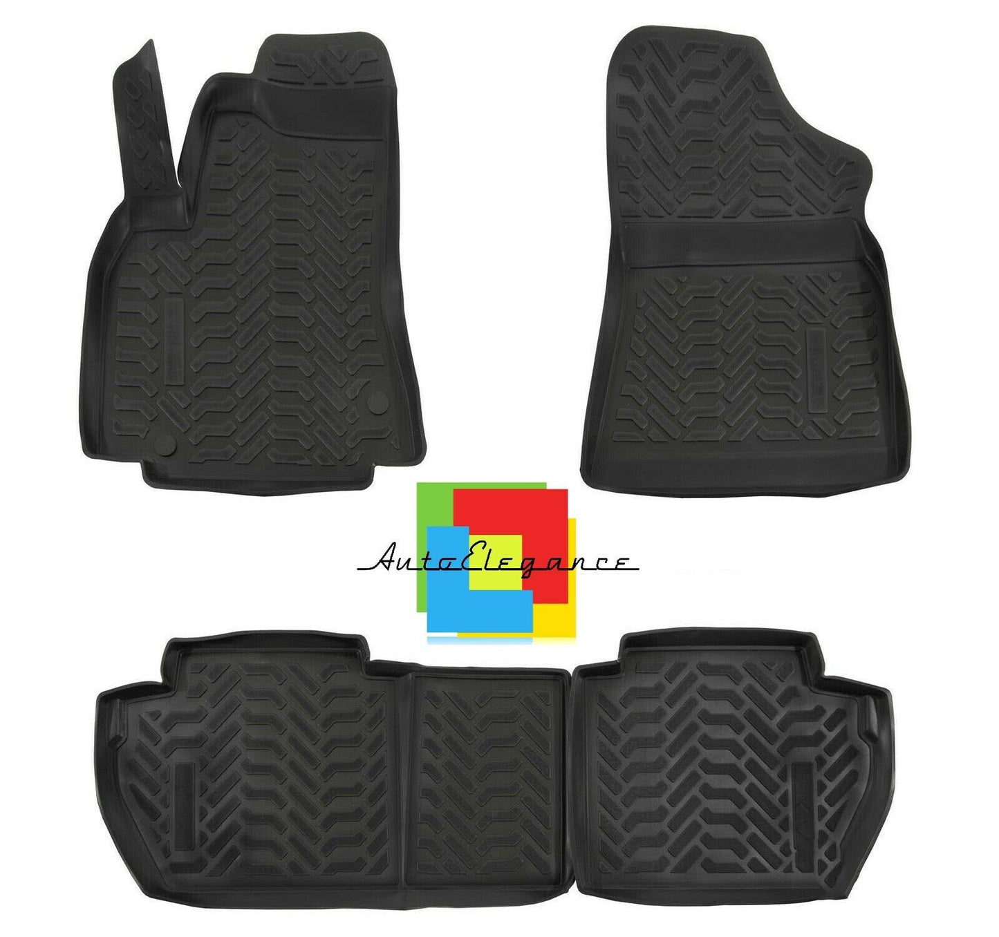 SET OF CUSTOM RUBBER CAR INTERIOR MATS FOR RENAULT KANGOO 2008+ -AT-