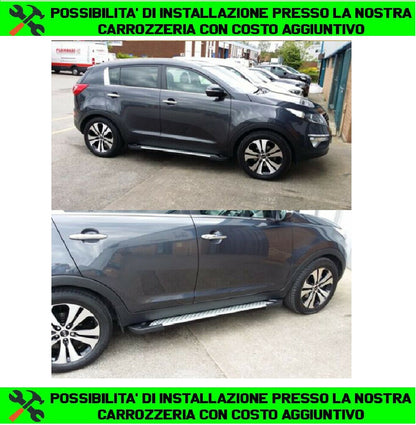 PEDANE LATERALI PER KIA SPORTAGE SL 2009-2015 SOTTO PORTA ANTISCIVOLO PUNTINI