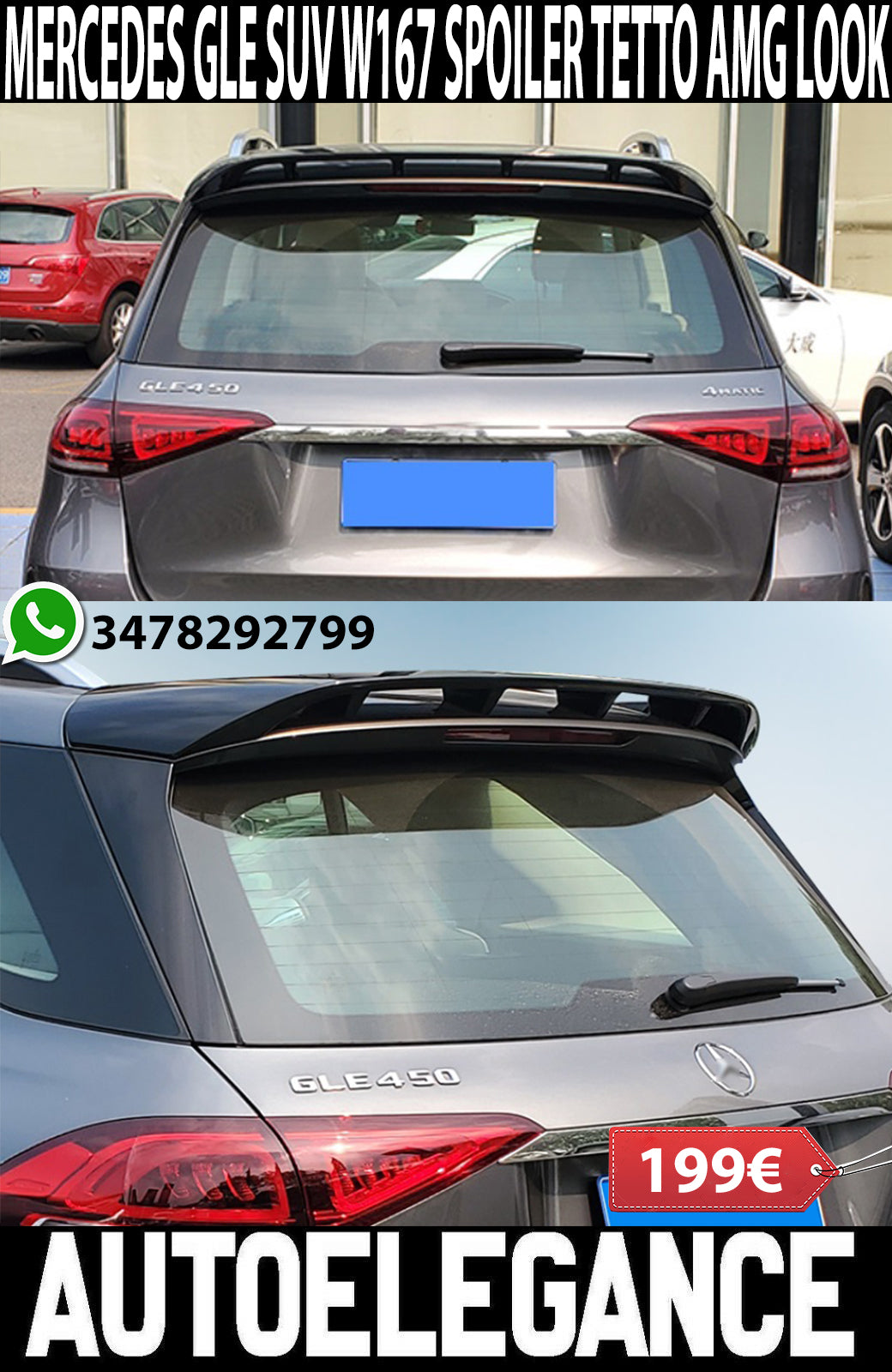 MERCEDES GLE W167 SUV FROM 2018+ ROOF SPOILER SPORTY LOOK AMG ABS