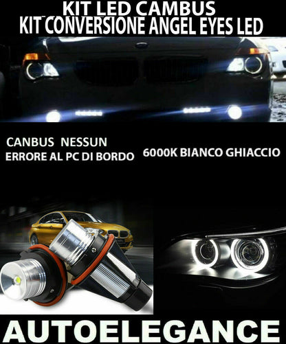 BMW SERIE 6 E63 E64 2006-2008 KIT ANGEL EYES LED 10W LED NO ERRORE CAMBUS 0032 AUTOELEGANCERICAMBI