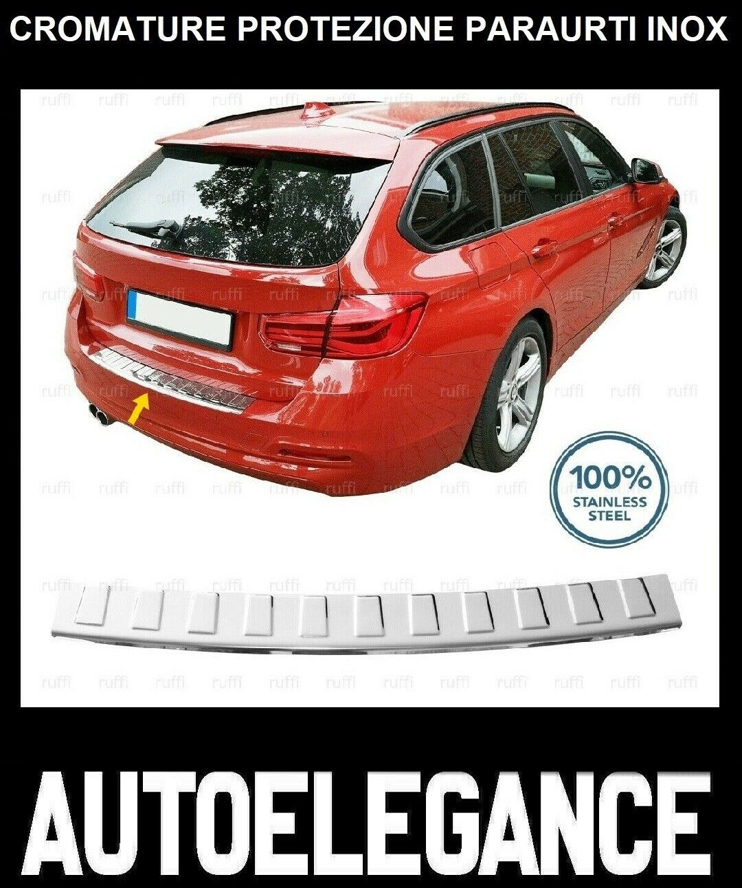 CROMATURA PROTEZIONE PARAURTI POSTERIORE BMW 3 F31 2011-2018 INOX ADESIVO 0032 AUTOELEGANCERICAMBI