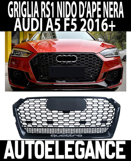 AUDI A5 2016+ GRIGLIA ANTERIORI NIDO D'APE NERA RS5 CALANDRA SPORTIVA AUTOELEGANCERICAMBI
