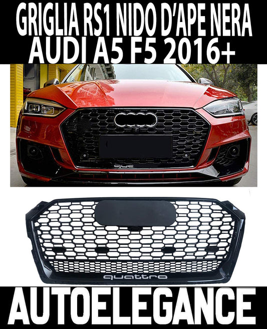 AUDI A5 2016+ GRIGLIA ANTERIORI NIDO D'APE NERA RS5 CALANDRA SPORTIVA AUTOELEGANCERICAMBI