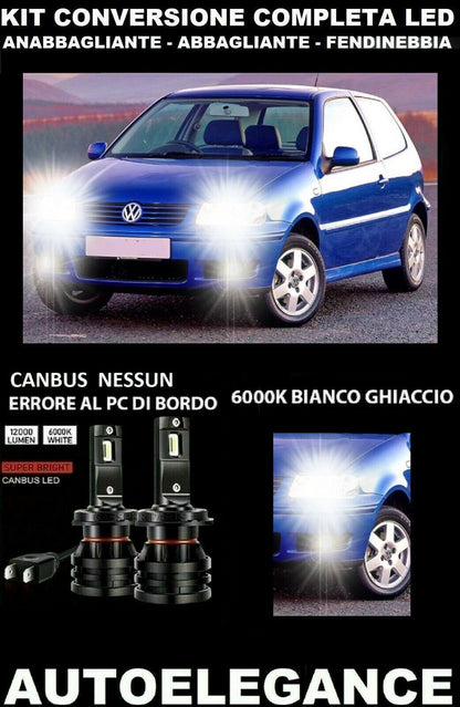VW POLO 6N KIT LOW BEAM HIGH BEAM FOG LIGHT LED 16.000LM CAMBUS 0032