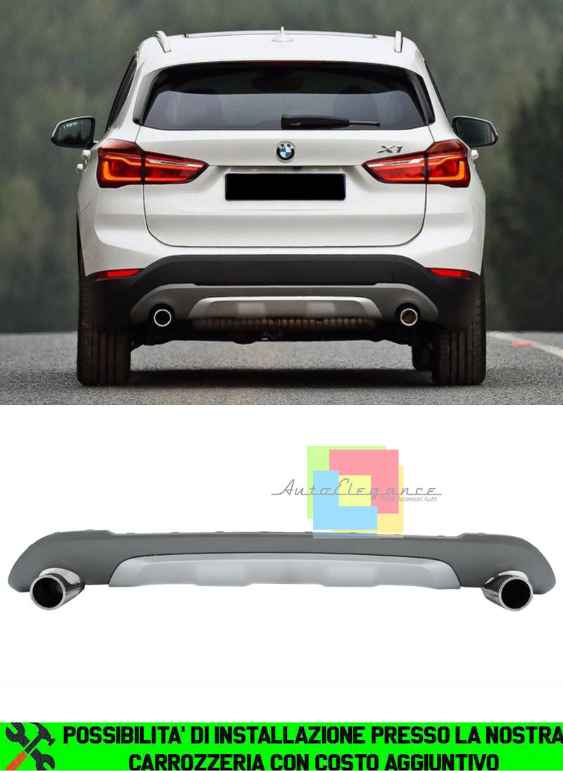 BMW X1 F48 2015+ DIFFUSORE POSTERIORE SOTTO PARAURTI M SPORT E TERMINALI INOX AUTOELEGANCERICAMBI