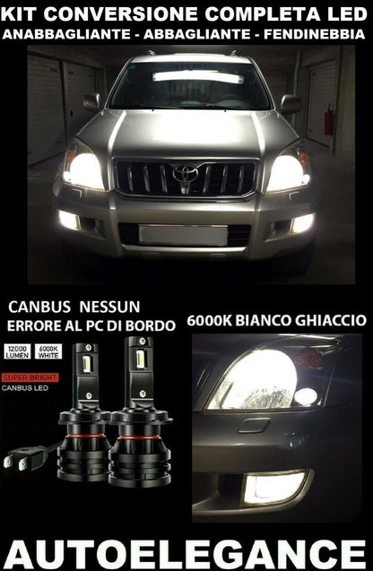 TOYOTA LAND CRUISER 02-09 ANABBAGLIANTI ABBAGLIANTI FENDINEBBIA LED 16000LM 0032