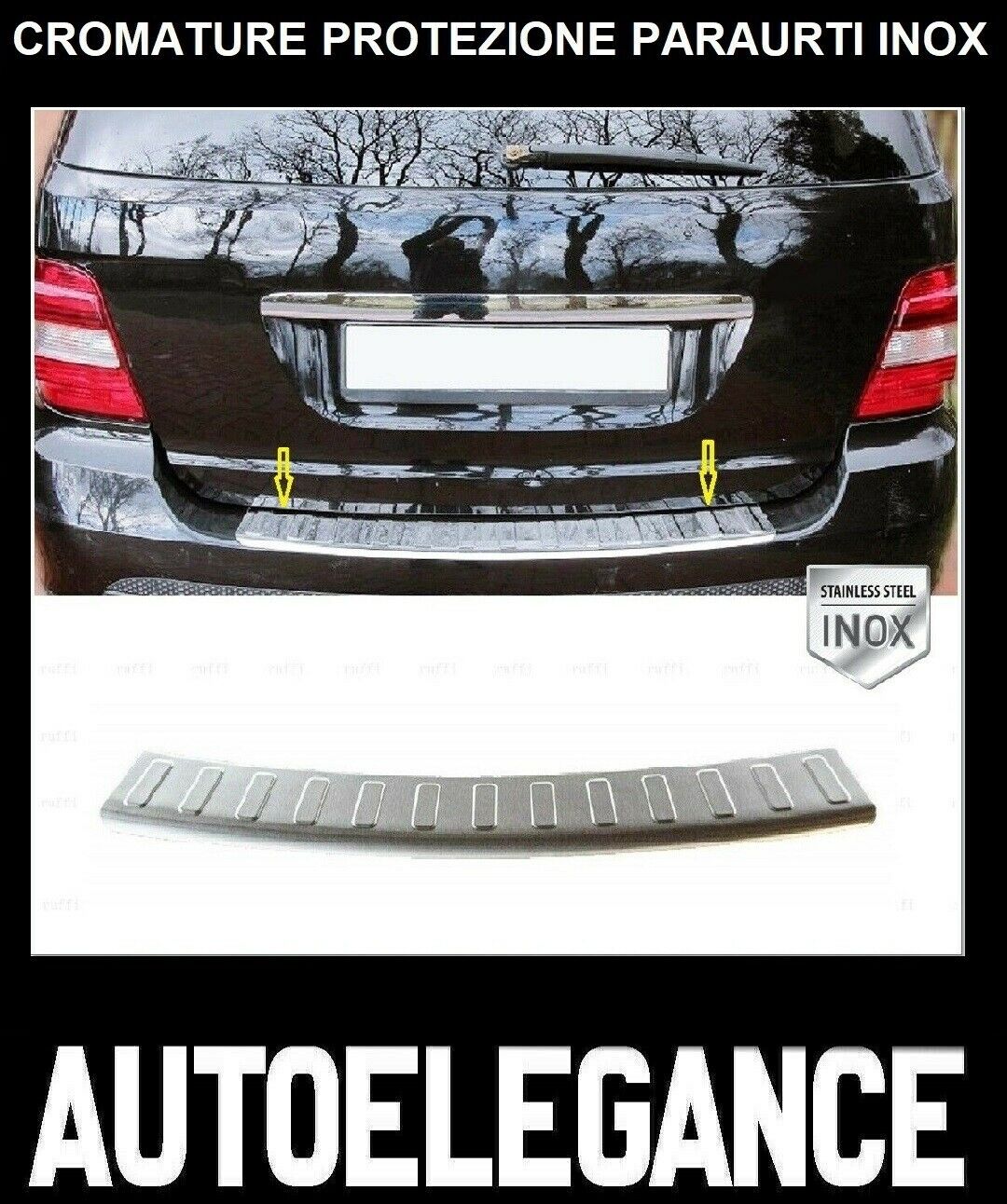 CROMATURA PROTEZIONE PARAURTI POST. MERCEDES ML W164 2005-2011 INOX ADESIVO 0032 AUTOELEGANCERICAMBI
