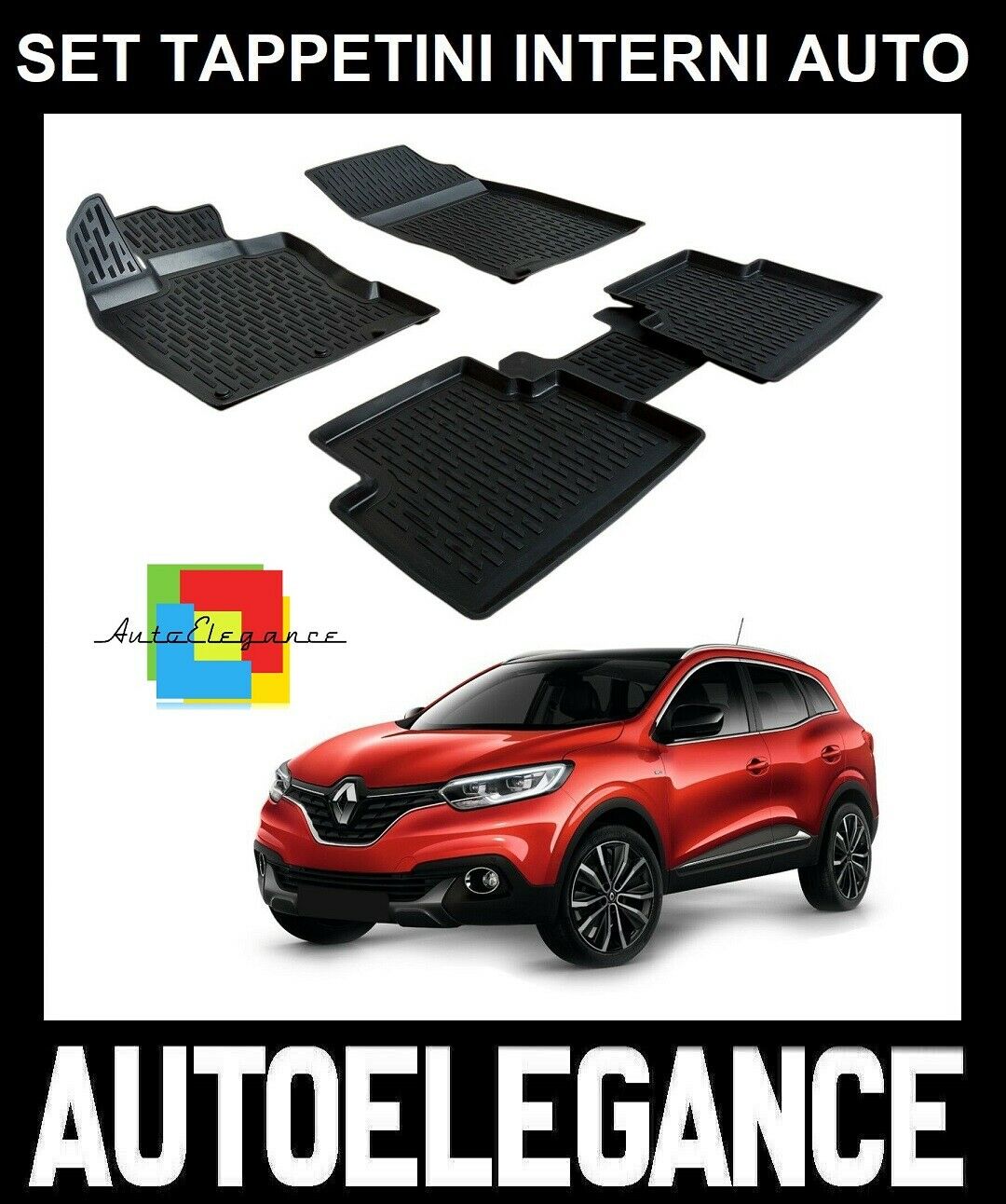 CUSTOM RUBBER CAR INTERIOR MATS SET RENAULT KADJAR 2015+ 0032