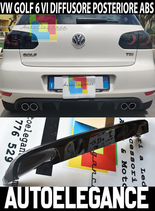 DIFFUSORE SOTTO PARAURTI POSTERIORE VW GOLF 6 VI 2008-2012 IN ABS TUNING DOPPIO