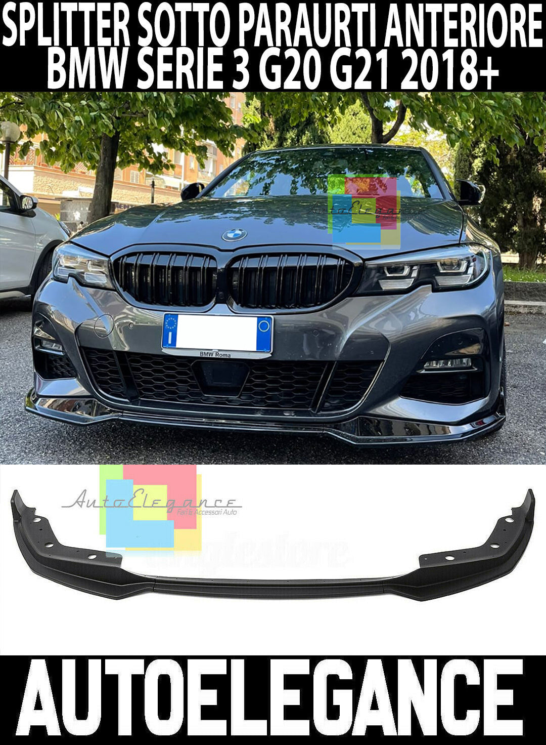 BMW SERIE 3 G20 G21 2018+ SPLITTER SOTTO PARAURTI ANTERIORE ABS AUTOELEGANCERICAMBI