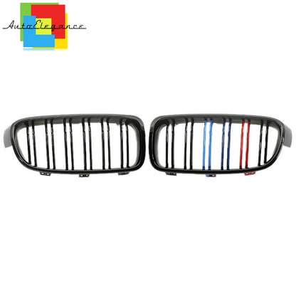 3 SERIES F30 F31 F35 MUSTACHE GRILLE M LOOK GLOSSY BLACK DOUBLE KIDNEY TRICOLOUR NEWS