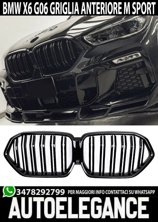 CALANDRA PER BMW X6 G06 2019+ GRIGLIA ANTERIORE DOPPIA FASCIA NERA M SPORT AUTOELEGANCERICAMBI