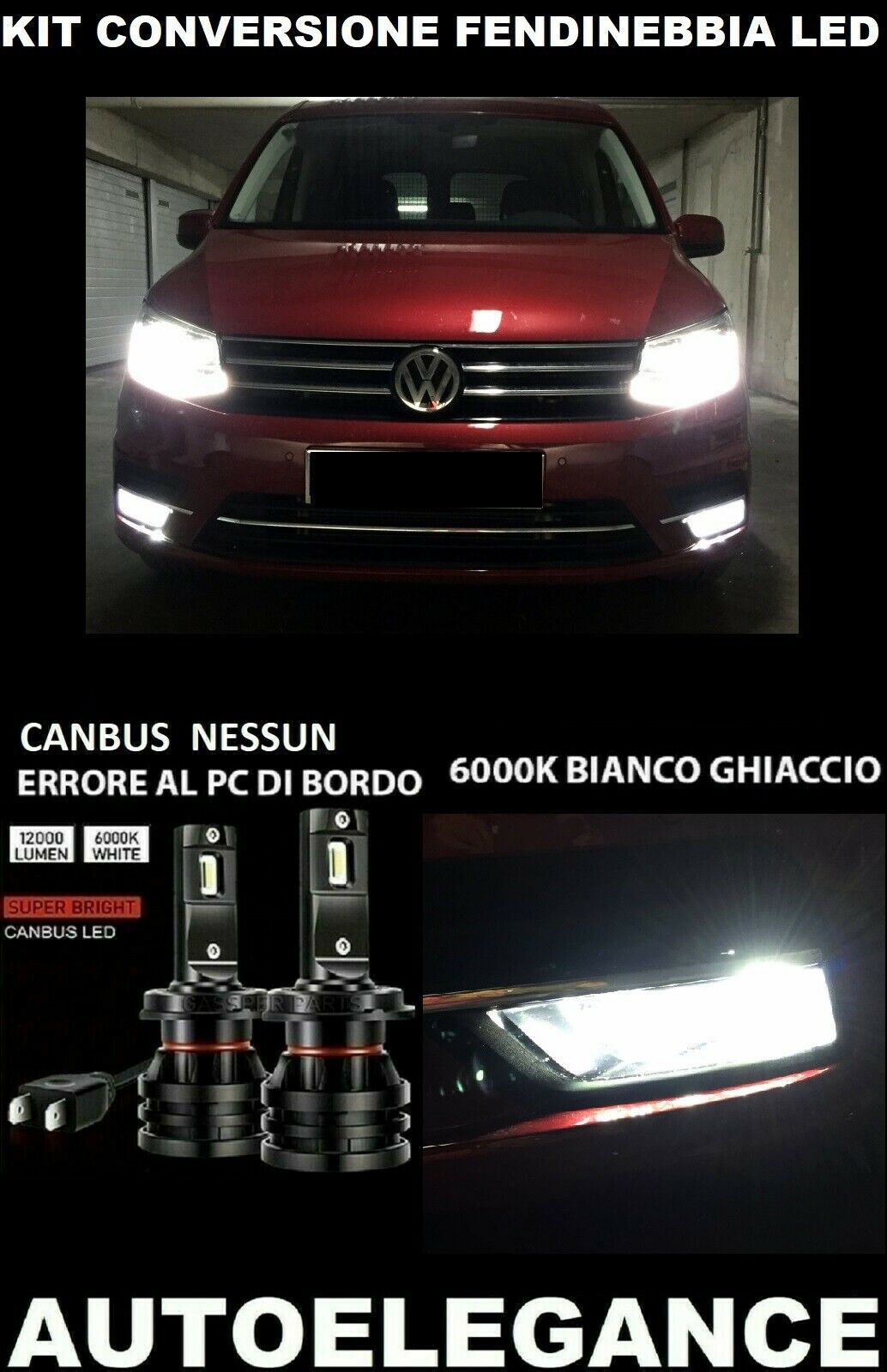 VW CADDY 2K LED FOG LIGHTS 10.000LM CAMBUS 0032
