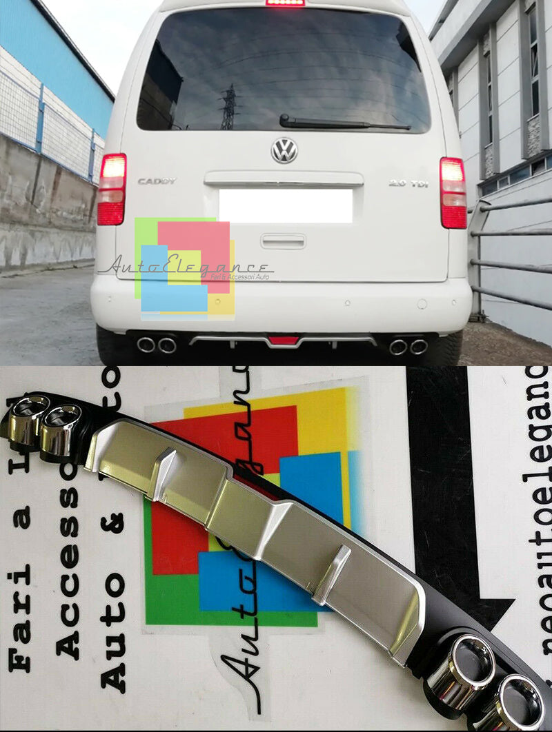 VW CADDY SOTTO PARAURTI POSTERIORE DIFFUSORE QUATTRO TERMINALI ABS