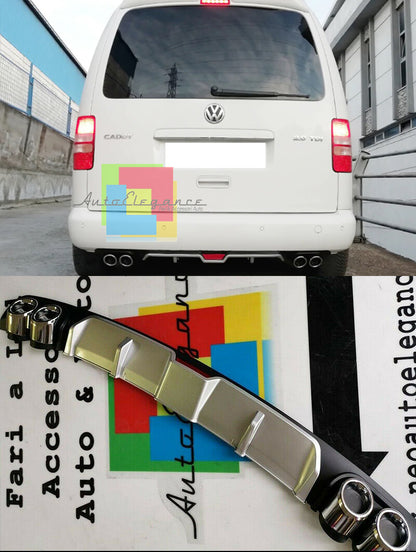 VW CADDY SOTTO PARAURTI POSTERIORE DIFFUSORE QUATTRO TERMINALI ABS