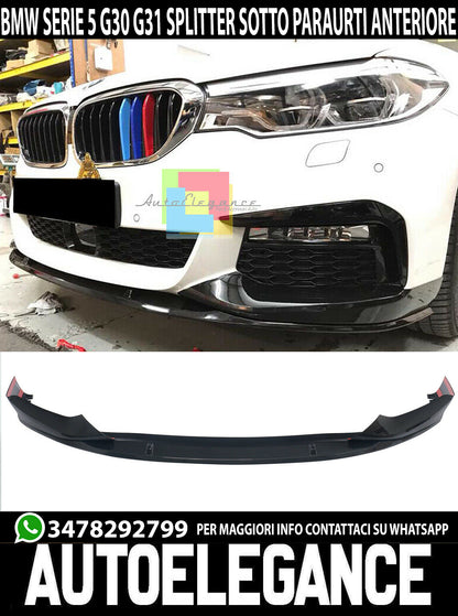 BMW SERIE 5 G30 G31 SOTTO PARAURTI ANTERIORE SPOILER ABS M-SPORT NERO LUCIDO AUTOELEGANCERICAMBI