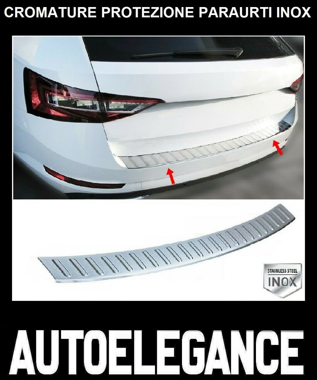 CROMATURA PROTEZIONE PARAURTI POSTERIORE SKODA SUPERB III SW INOX ADESIVO 0032 AUTOELEGANCERICAMBI