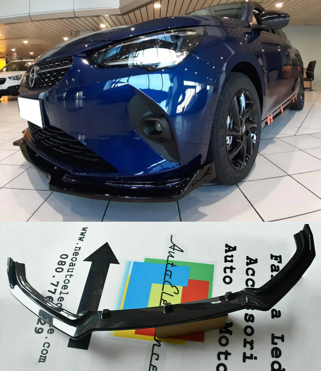 OPEL CORSA F FRONT BUMPER BLADE ABS SPORT LOOK BLACK SPLITTER